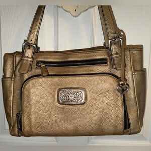 Brighton Vintage Bronze/Gold Leather Tote/Shoulder Bag